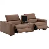 Picasso Power Motion Console Loveseat in Caramel Top Grain Leather
